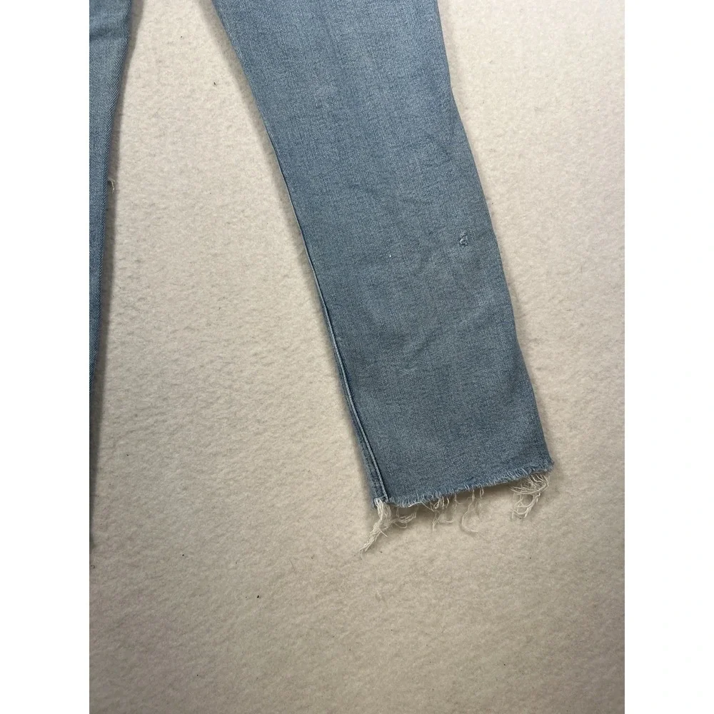 Mother Blue‎ The Mid Rise Dazzler Ankle Step Fray Jeans 31 Hopeless Romantic